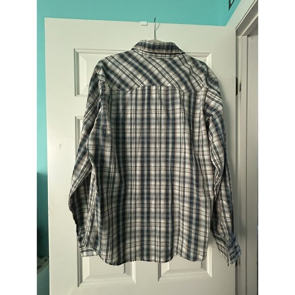 Wrangler Pearl Snap Western Shirt Mens Large Long Sleeve Plaid - Picture 4 of 7